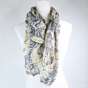 Anika Dali Navy Gray Skull Goth Grunge Scarf Shawl Wrap